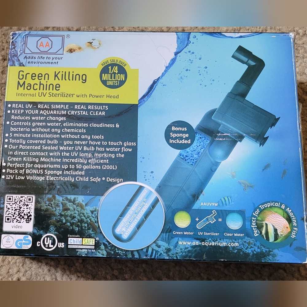 AA Aquarium Green- Killing Machine Internal Aquarium UV Sterilizer 9 Watt